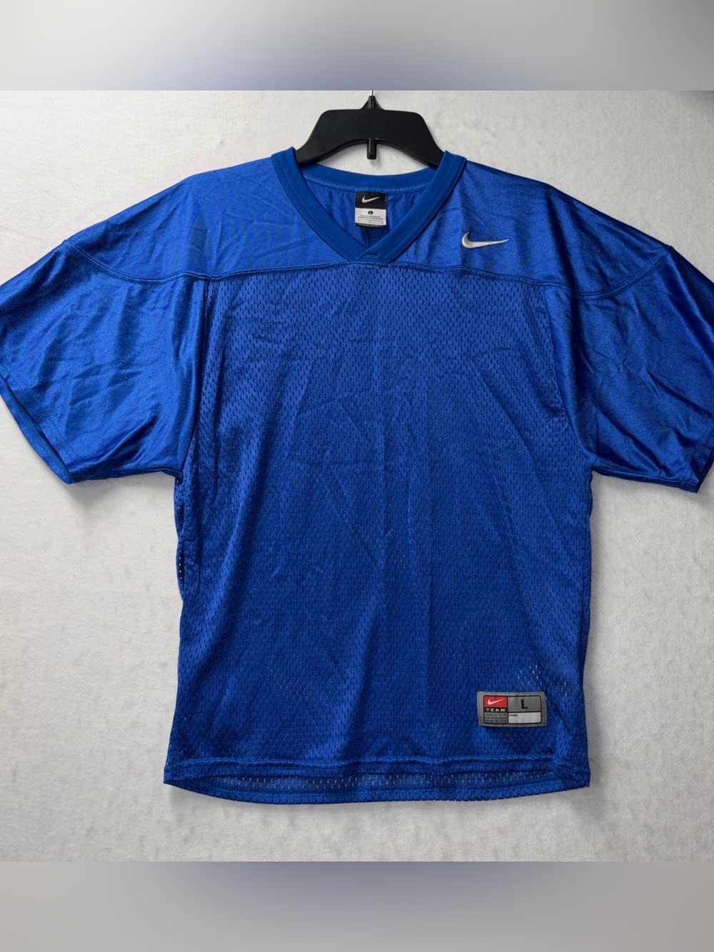 Nike Practice Football Jersey Men's Size Large Blue Blank Embroidered Mesh